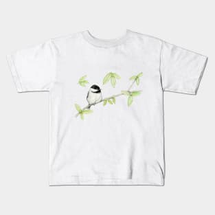 A pencil drawing of a Carolina chickadee Kids T-Shirt